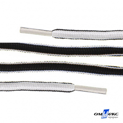Шнурки #4-27, круглые 130 см, двухцветные (черно/белый) - купить в Казани. Цена: 47.04 руб.
