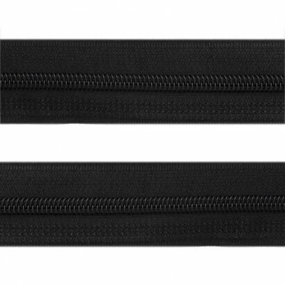 Рулонная молния с покрытием PVC спираль тип 3 (упак.270м) -черная с полосой СВО - купить в Казани. Цена: 12.87 руб.