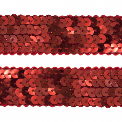 Тесьма с пайетками 3, шир. 20 мм/уп. 25+/-1 м, цвет красный - купить в Казани. Цена: 778.19 руб.