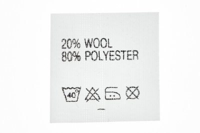Состав и уход 20% wool 80% poliester - купить в Казани. Цена: 64.21 руб.