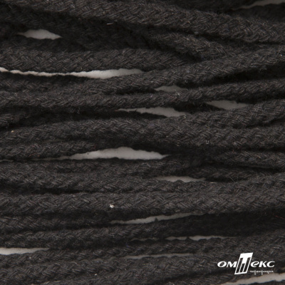 Шнур плетеный d-6 мм круглый, 70% хлопок 30% полиэстер, уп.90+/-1 м, цв.1078-черный - купить в Казани. Цена: 588 руб.