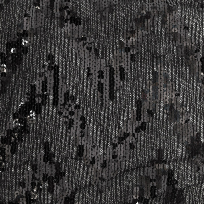 Трикотажное полотно с пайетками, шир.130 см, #311-бахрома чёрная - купить в Казани. Цена 1 183.35 руб.