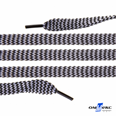 Шнурки #107-07, плоские 130 см, двухцветные цв.серый/чёрный - купить в Казани. Цена: 23.03 руб.
