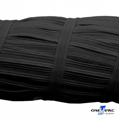 Резиновые нити с текстильным покрытием, шир. 6 мм (55 м/уп), цв.-черный - купить в Казани. Цена: 210.75 руб.