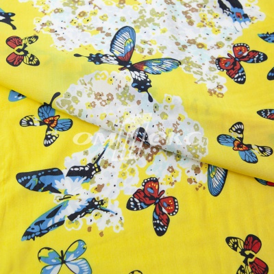 Плательная ткань "Софи" 7.2, 75 гр/м2, шир.150 см, принт бабочки - купить в Казани. Цена 241.49 руб.