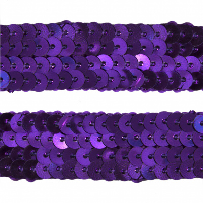 Тесьма с пайетками 12, шир. 20 мм/уп. 25+/-1 м, цвет фиолет - купить в Казани. Цена: 778.19 руб.