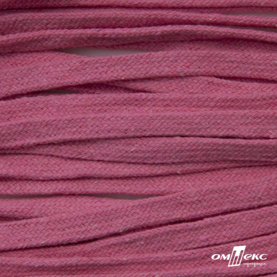 Шнур плетеный d-8 мм плоский, 70% хлопок 30% полиэстер, уп.85+/-1 м, цв.1029-розовый - купить в Казани. Цена: 735 руб.