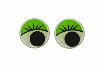 Глазки для игрушек, круглые, с бегающими зрачками, 15 мм/упак.50+/-2 шт, цв. -зеленый - купить в Казани. Цена: 113.01 руб.