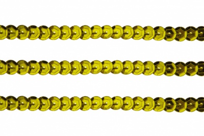 Пайетки "ОмТекс" на нитях, SILVER-BASE, 6 мм С / упак.73+/-1м, цв. 7 - св.золото - купить в Казани. Цена: 468.37 руб.