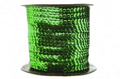 Пайетки "ОмТекс" на нитях, SILVER-BASE, 6 мм С / упак.73+/-1м, цв. 4 - зеленый - купить в Казани. Цена: 484.77 руб.