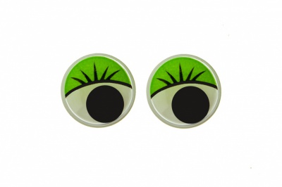 Глазки для игрушек, круглые, с бегающими зрачками, 12 мм/упак.50+/-2 шт, цв. -зеленый - купить в Казани. Цена: 96.01 руб.