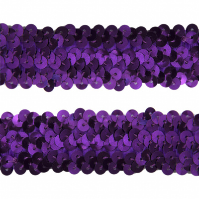 Тесьма с пайетками 12, шир. 30 мм/уп. 25+/-1 м, цвет фиолет - купить в Казани. Цена: 1 087.39 руб.