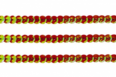 Пайетки "ОмТекс" на нитях, CREAM, 6 мм С / упак.73+/-1м, цв. 96 - красный - купить в Казани. Цена: 484.77 руб.