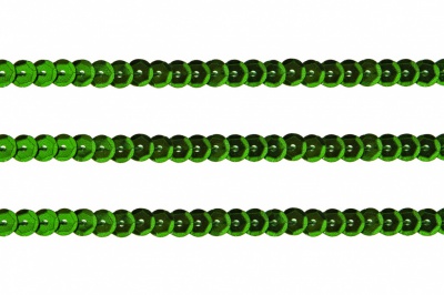 Пайетки "ОмТекс" на нитях, SILVER-BASE, 6 мм С / упак.73+/-1м, цв. 4 - зеленый - купить в Казани. Цена: 484.77 руб.