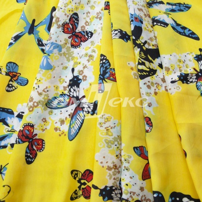 Плательная ткань "Софи" 7.2, 75 гр/м2, шир.150 см, принт бабочки - купить в Казани. Цена 241.49 руб.