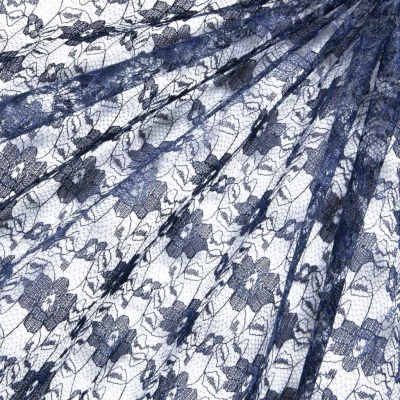 Кружевное полотно гипюр 10102, шир.150 см, цвет т.синий/dark blue - купить в Казани. Цена 177.14 руб.